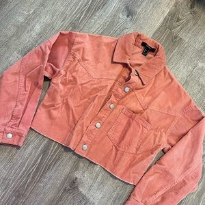 Raw Hem Cropped Corduroy Jacket